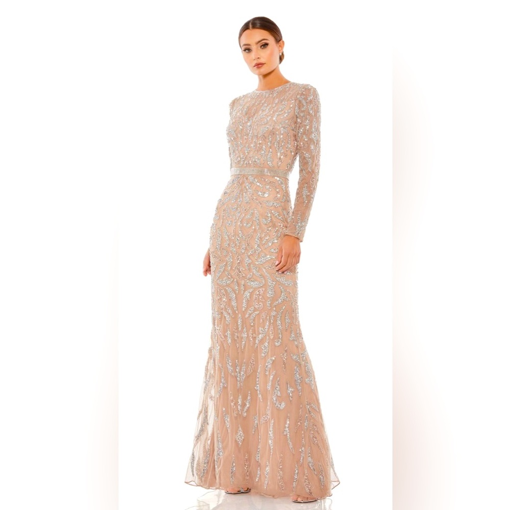👗 NWT! Mac Duggal Beaded Long Sleeve Dress